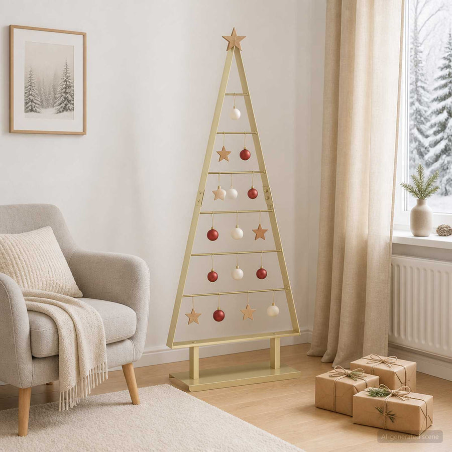 Metalen kerstboom KUOPIO 125 cm Staal Goud