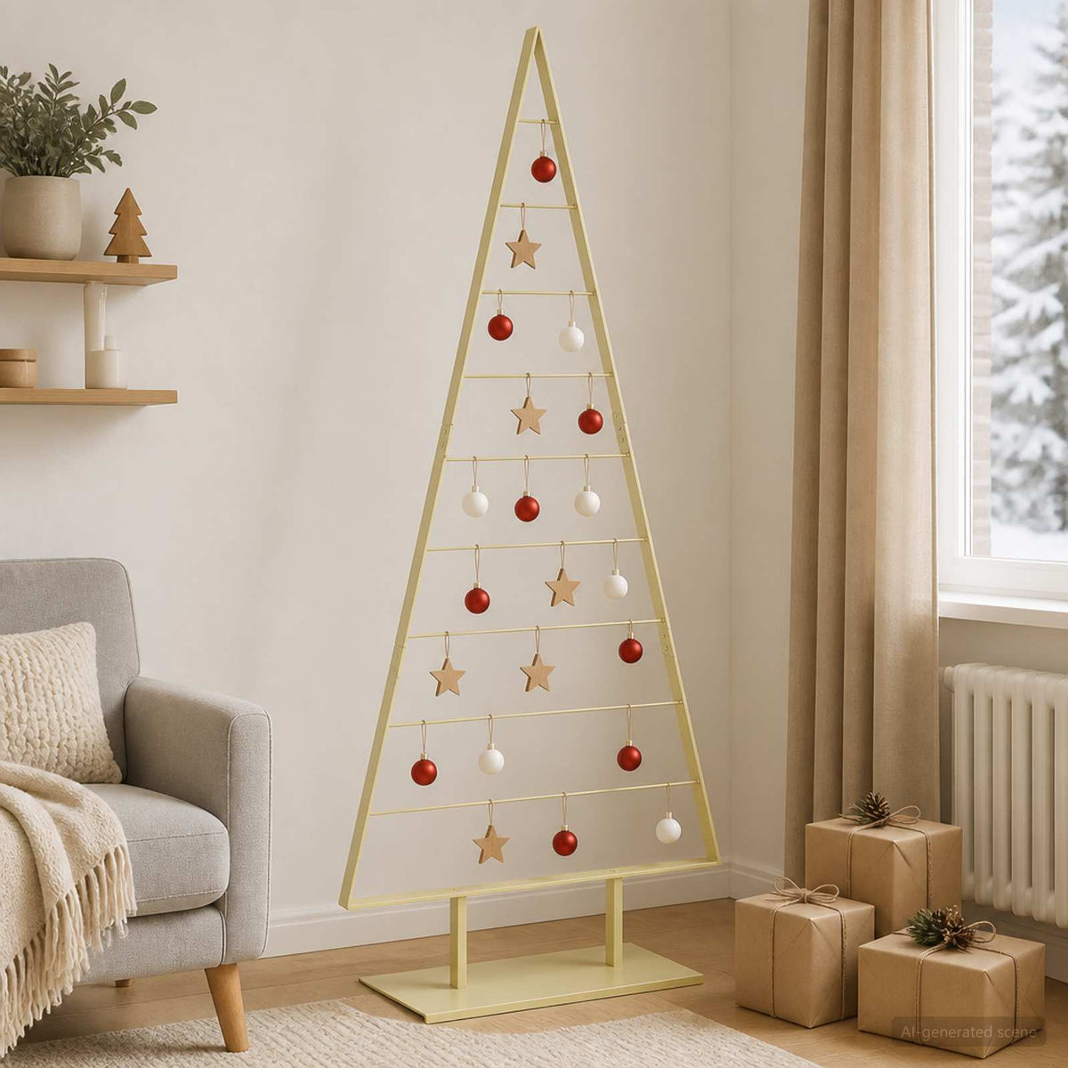 Metalen kerstboom KUOPIO 210 cm Staal Goud