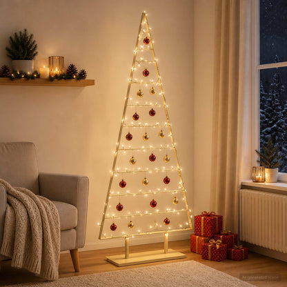 Metalen kerstboom KUOPIO 210 cm Staal Goud