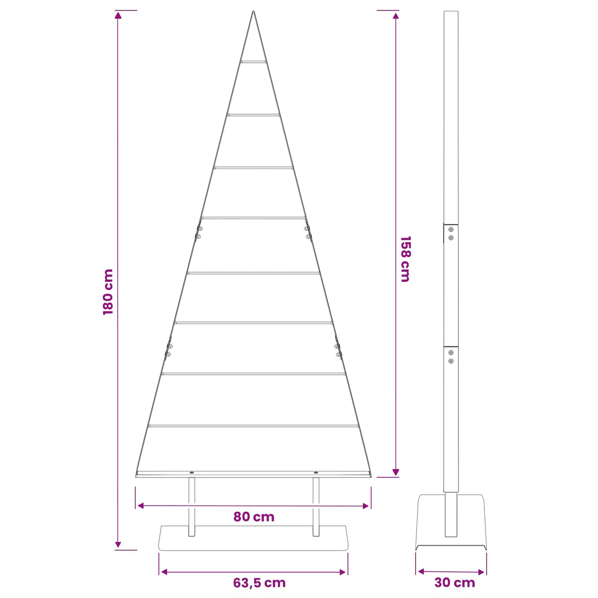 Metalen kerstboom KUOPIO 180 cm Staal Wit