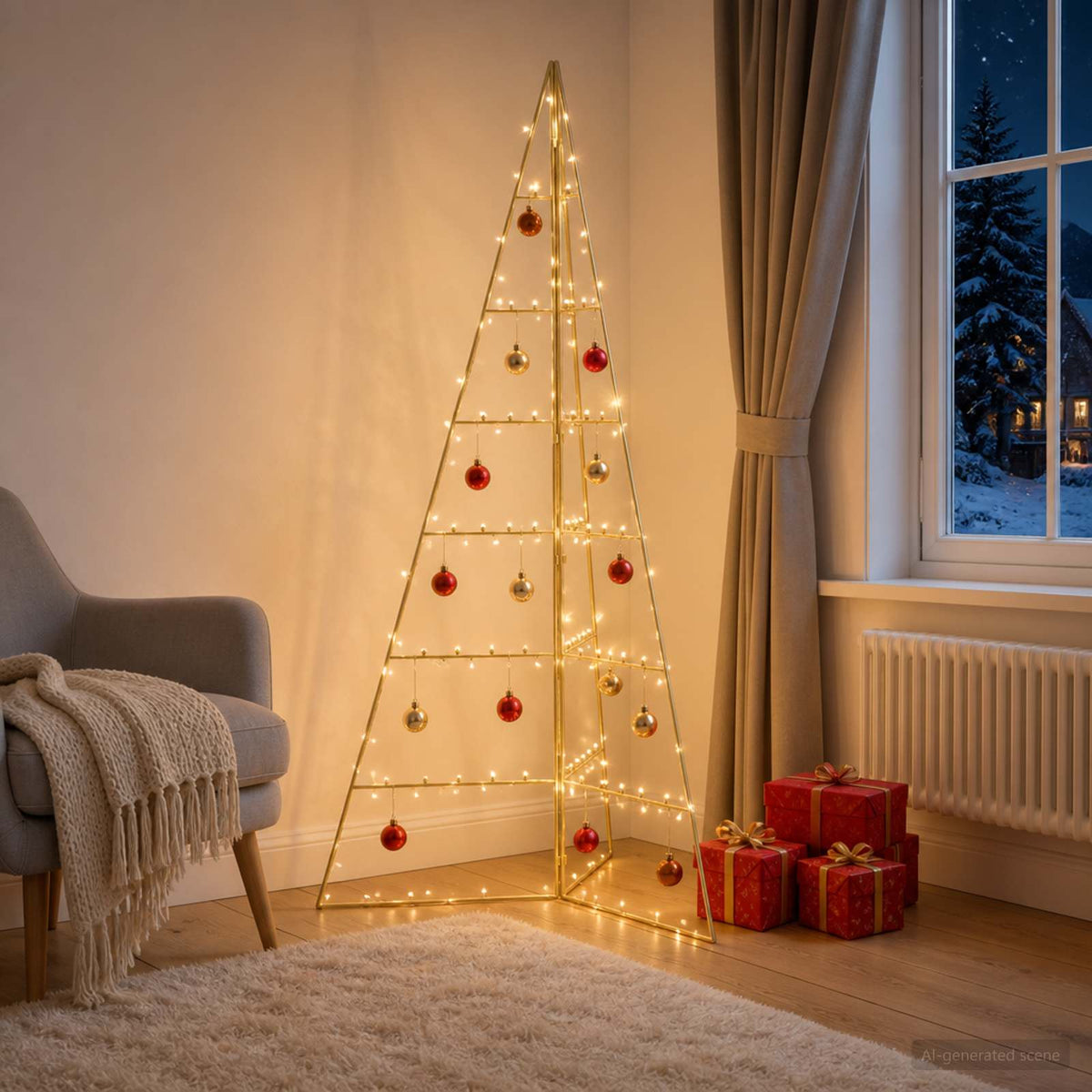 Metalen kerstboom KUOPIO 140 cm Staal Goud