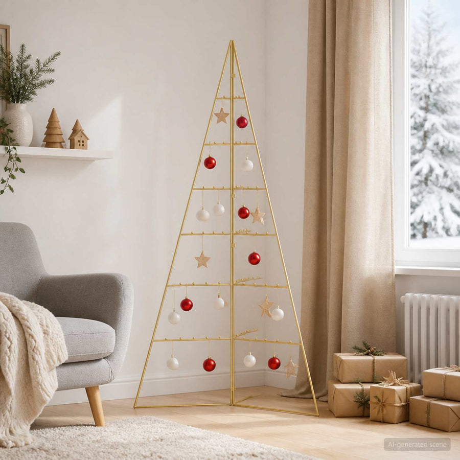Metalen kerstboom KUOPIO 140 cm Staal Goud