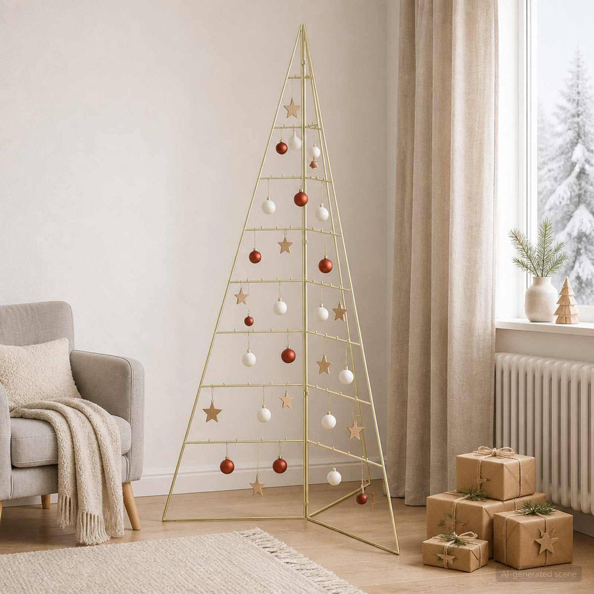Metalen kerstboom KUOPIO 180 cm Staal Goud