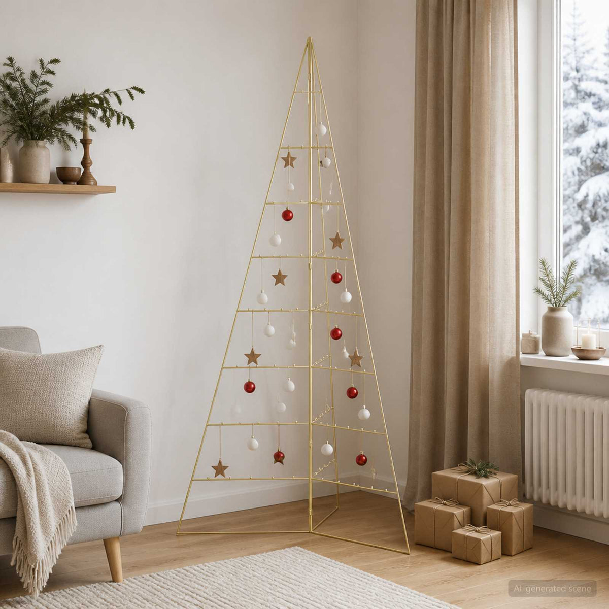 Metalen kerstboom KUOPIO 210 cm Staal Goud