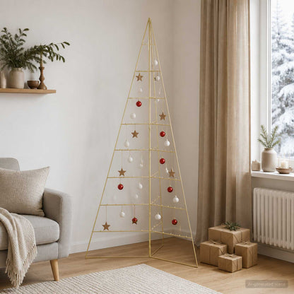 Metalen kerstboom KUOPIO 210 cm Staal Goud