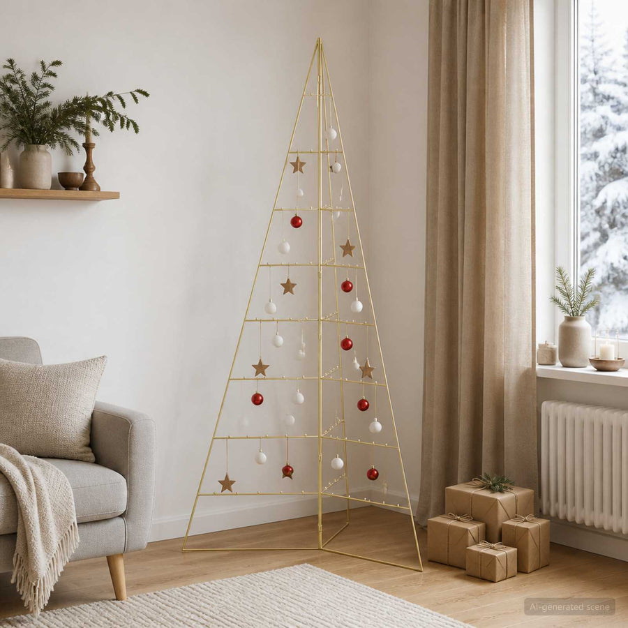 Metalen kerstboom KUOPIO 210 cm Staal Goud