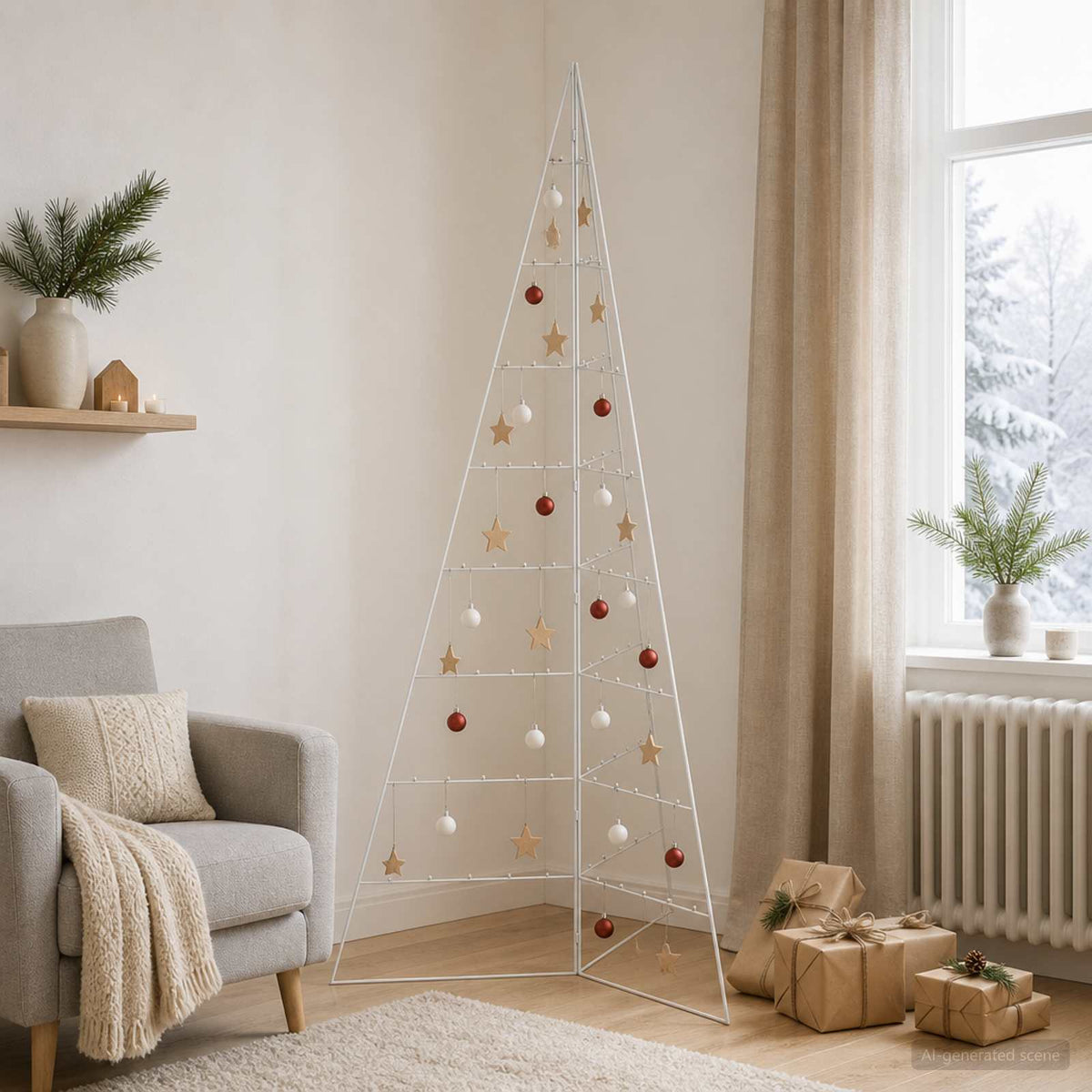 Metalen kerstboom KUOPIO 210 cm Staal Wit