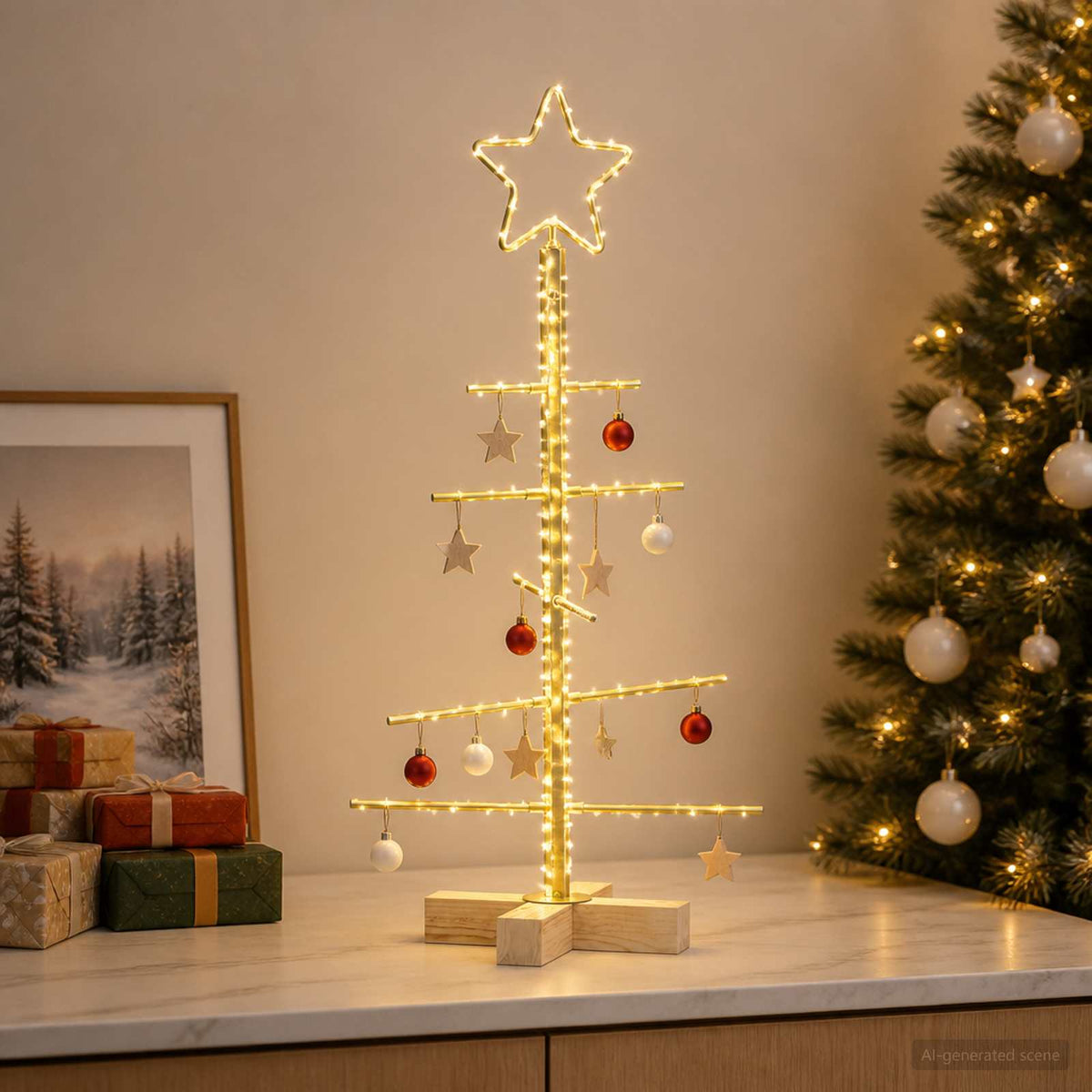 Metalen kerstboom met standaard KUOPIO 60 cm Staal Goud