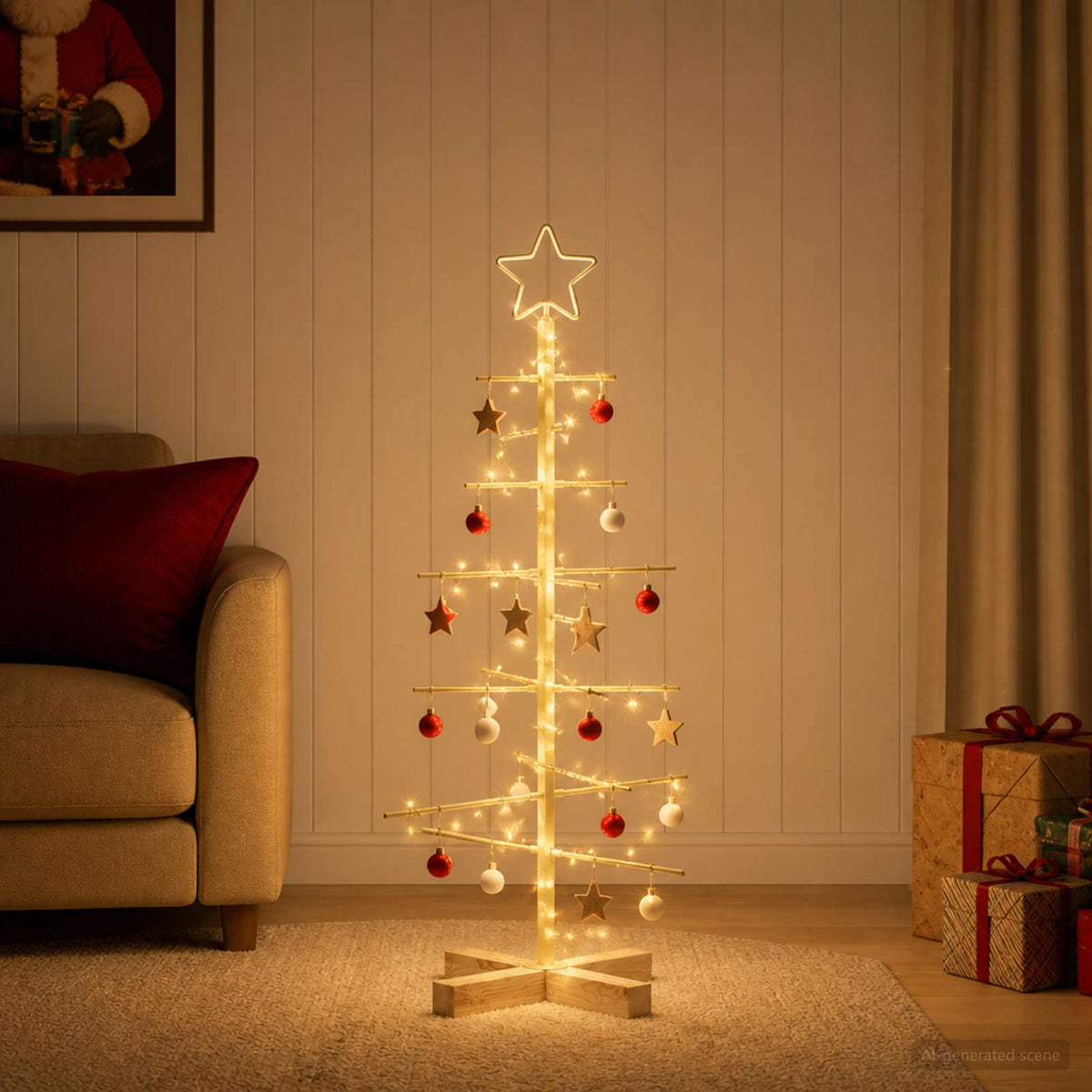 Metalen kerstboom met standaard KUOPIO 90 cm Staal Goud