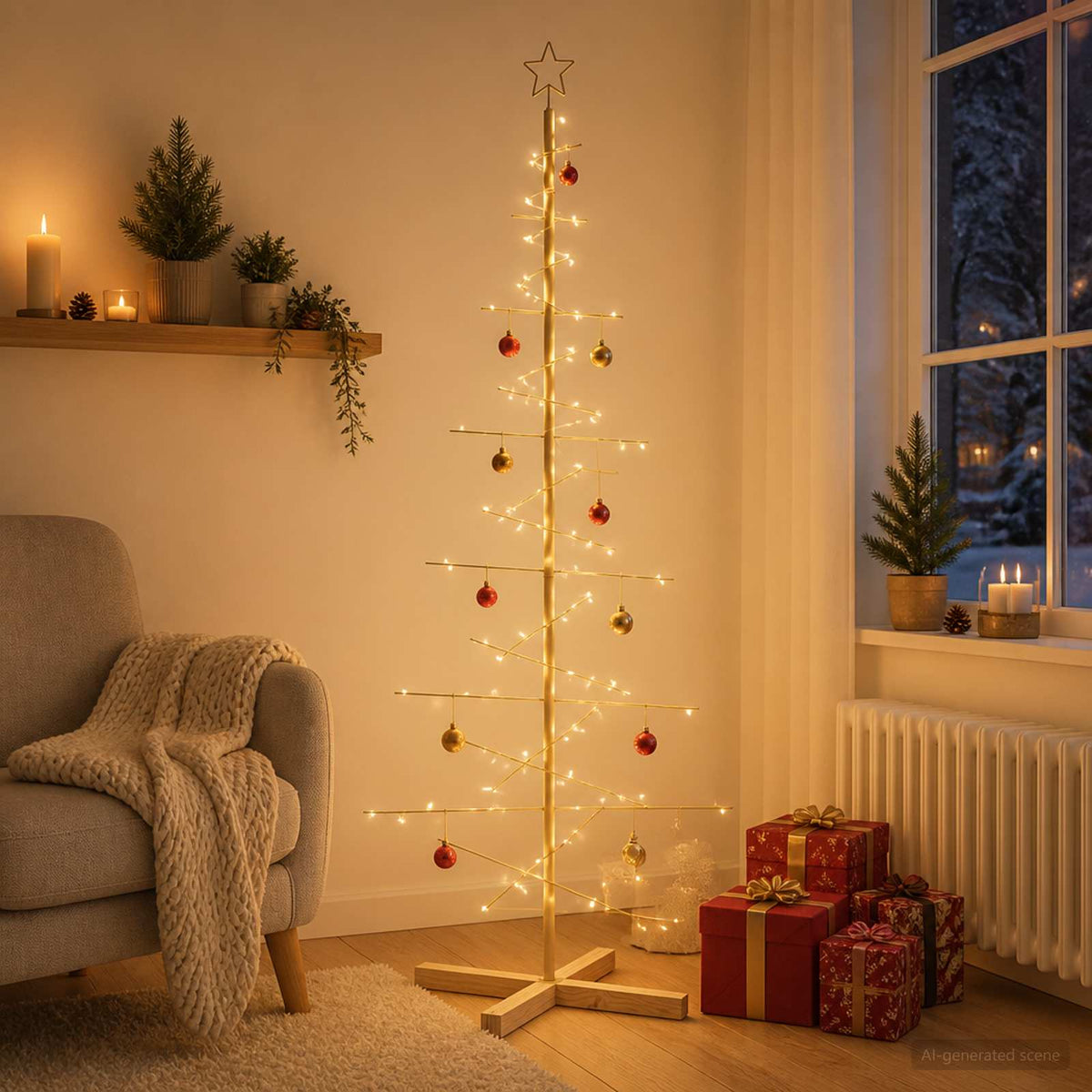 Metalen kerstboom met standaard KUOPIO 180 cm Staal Goud