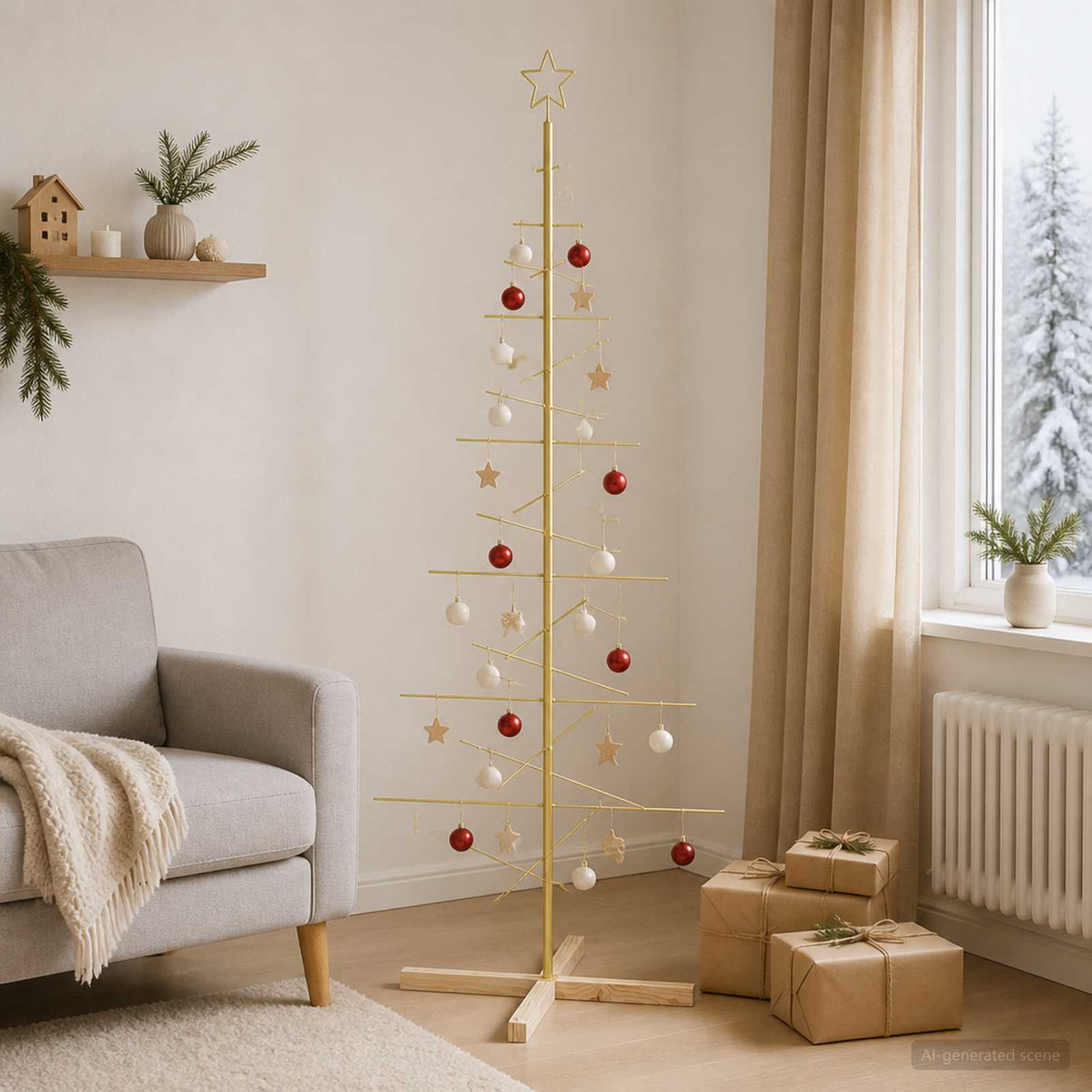 Metalen kerstboom met standaard KUOPIO 180 cm Staal Goud