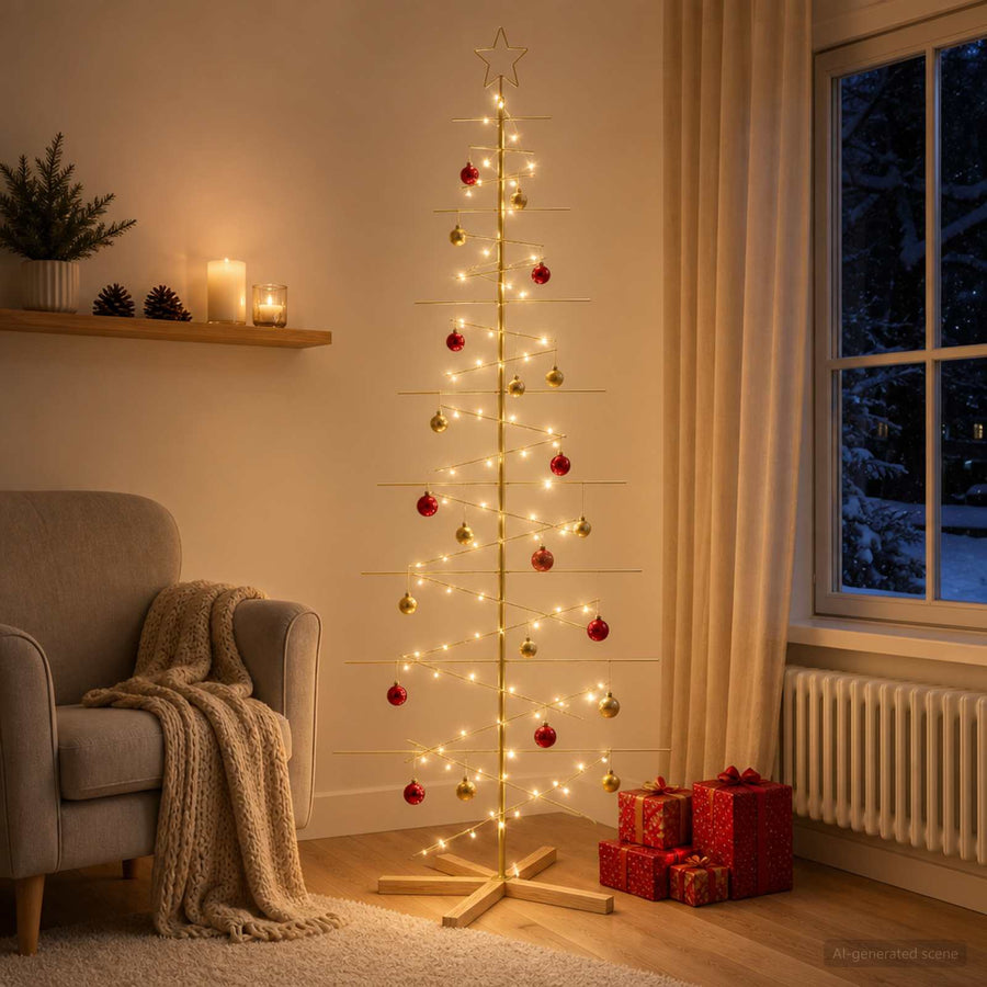 Metalen kerstboom met standaard KUOPIO 210 cm Staal Goud