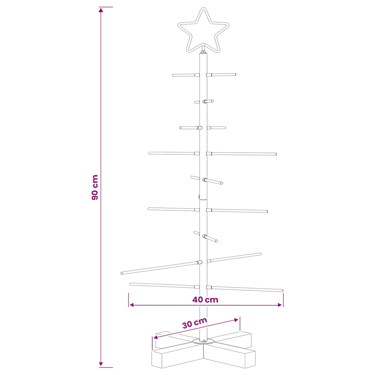 Metalen kerstboom met standaard KUOPIO 90 cm Staal Wit