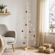 Kerstboom metaal 150 cm grenenhout standaard wit