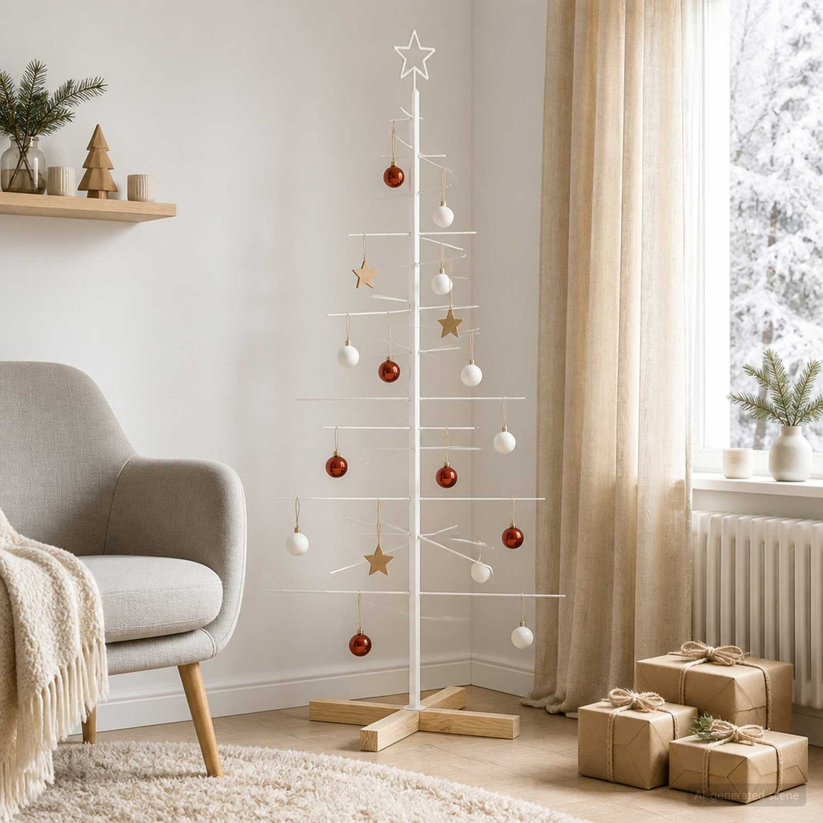 Metalen kerstboom met standaard KUOPIO 150 cm Staal Wit