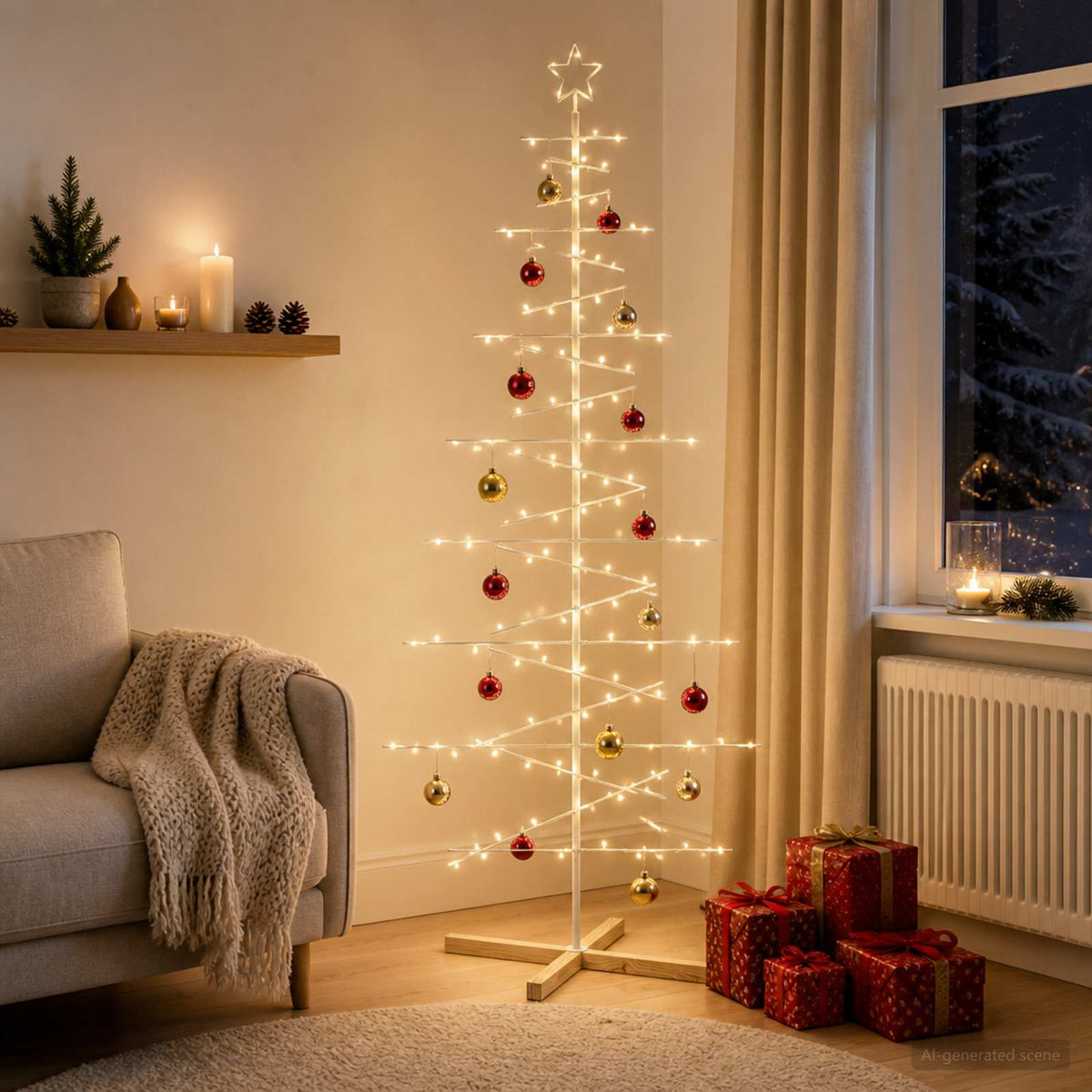 Metalen kerstboom met standaard KUOPIO 210 cm Staal Wit