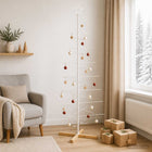 Metalen kerstboom KUOPIO 210 cm wit grenenhouten standaard