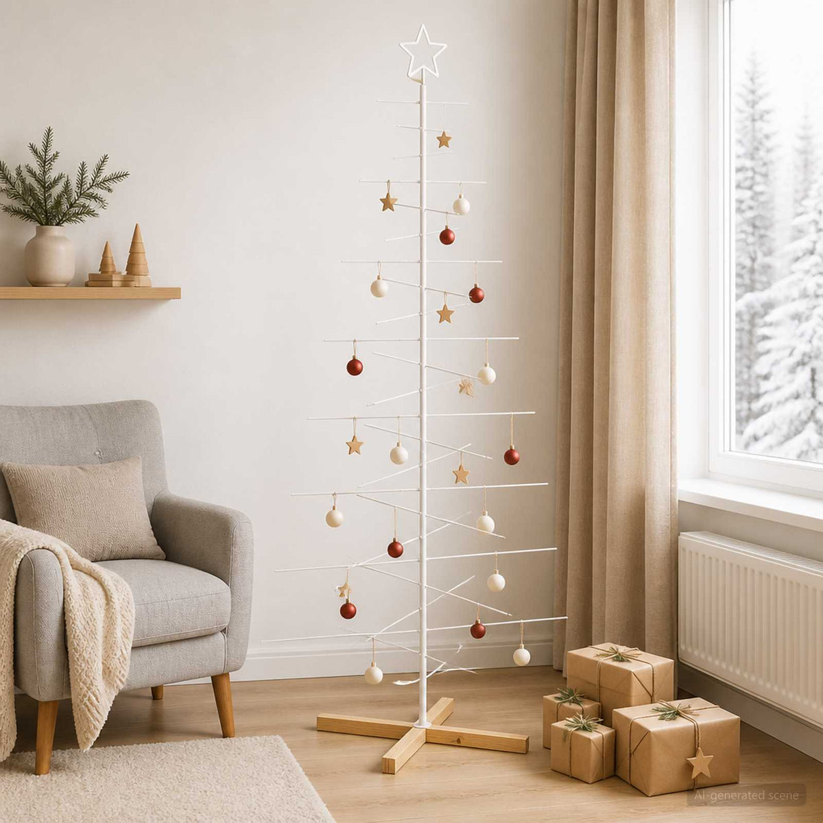 Metalen kerstboom met standaard KUOPIO 210 cm Staal Wit