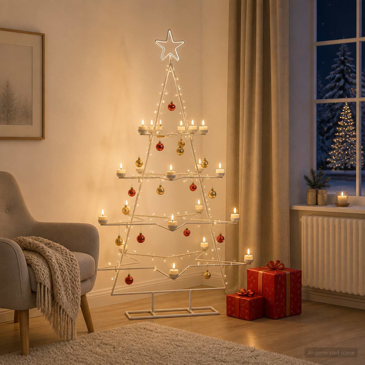 Metalen kerstboom met houder KUOPIO 140 cm Staal Wit