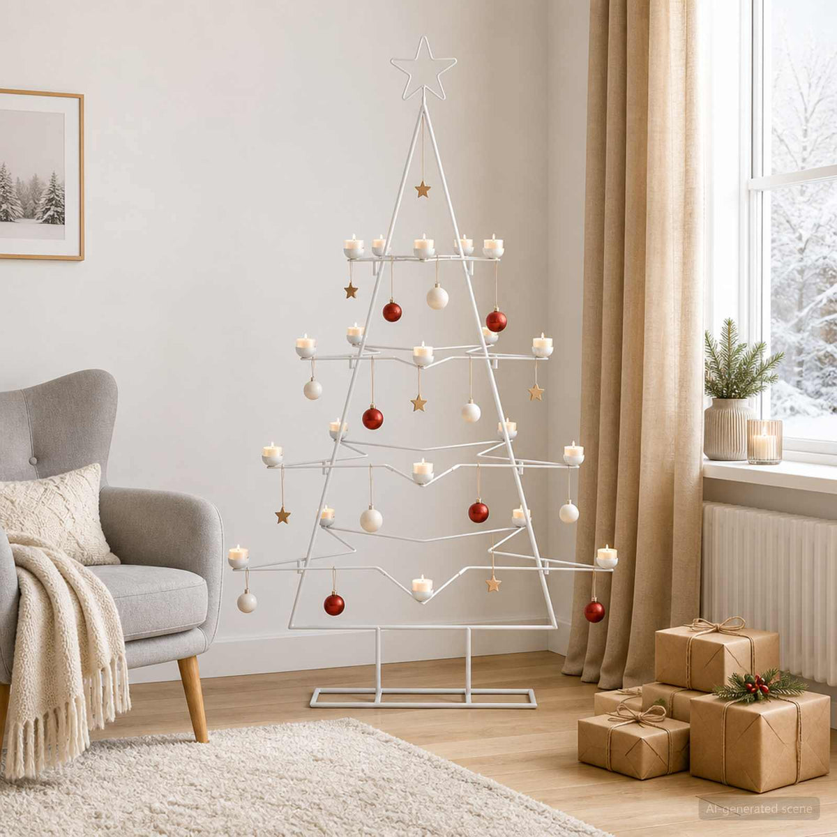 Metalen kerstboom met houder KUOPIO 140 cm Staal Wit