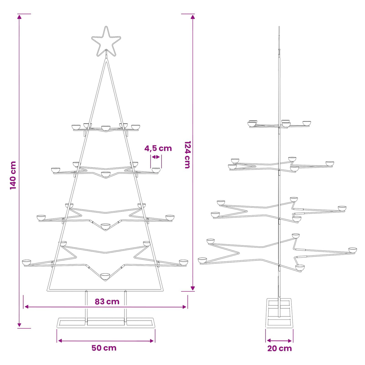 Metalen kerstboom met houder KUOPIO 140 cm Staal Wit