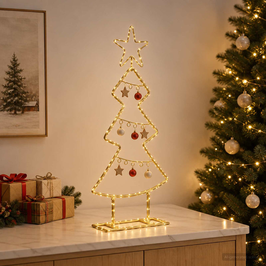 Metalen kerstboom met standaard KUOPIO 60 cm Staal Goud