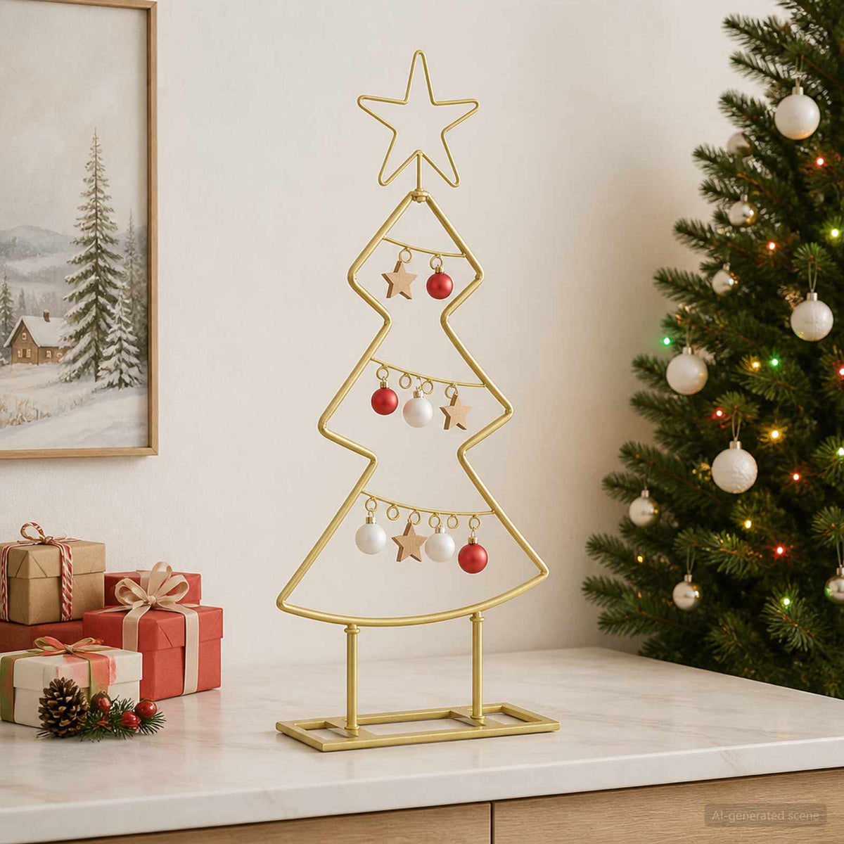 Metalen kerstboom met standaard KUOPIO 60 cm Staal Goud