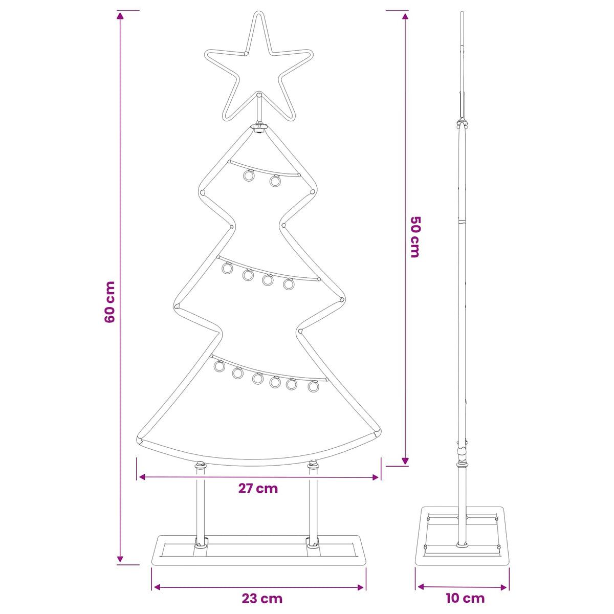 Metalen kerstboom met standaard KUOPIO 60 cm Staal Goud