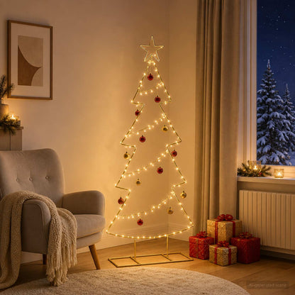 Metalen kerstboom met standaard KUOPIO 125 cm Staal Goud