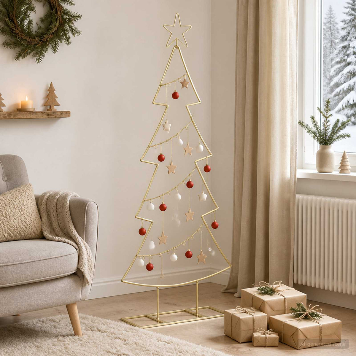 Metalen kerstboom met standaard KUOPIO 125 cm Staal Goud