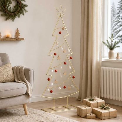 Metalen kerstboom met standaard KUOPIO 125 cm Staal Goud