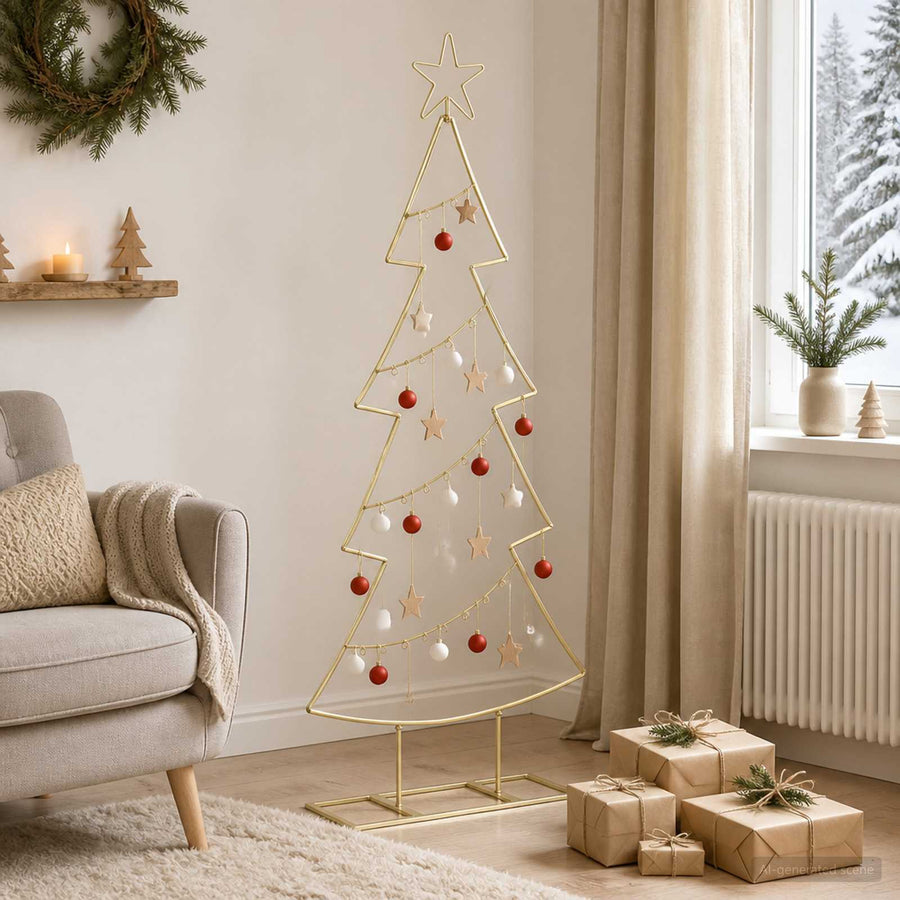 Metalen kerstboom met standaard KUOPIO 125 cm Staal Goud