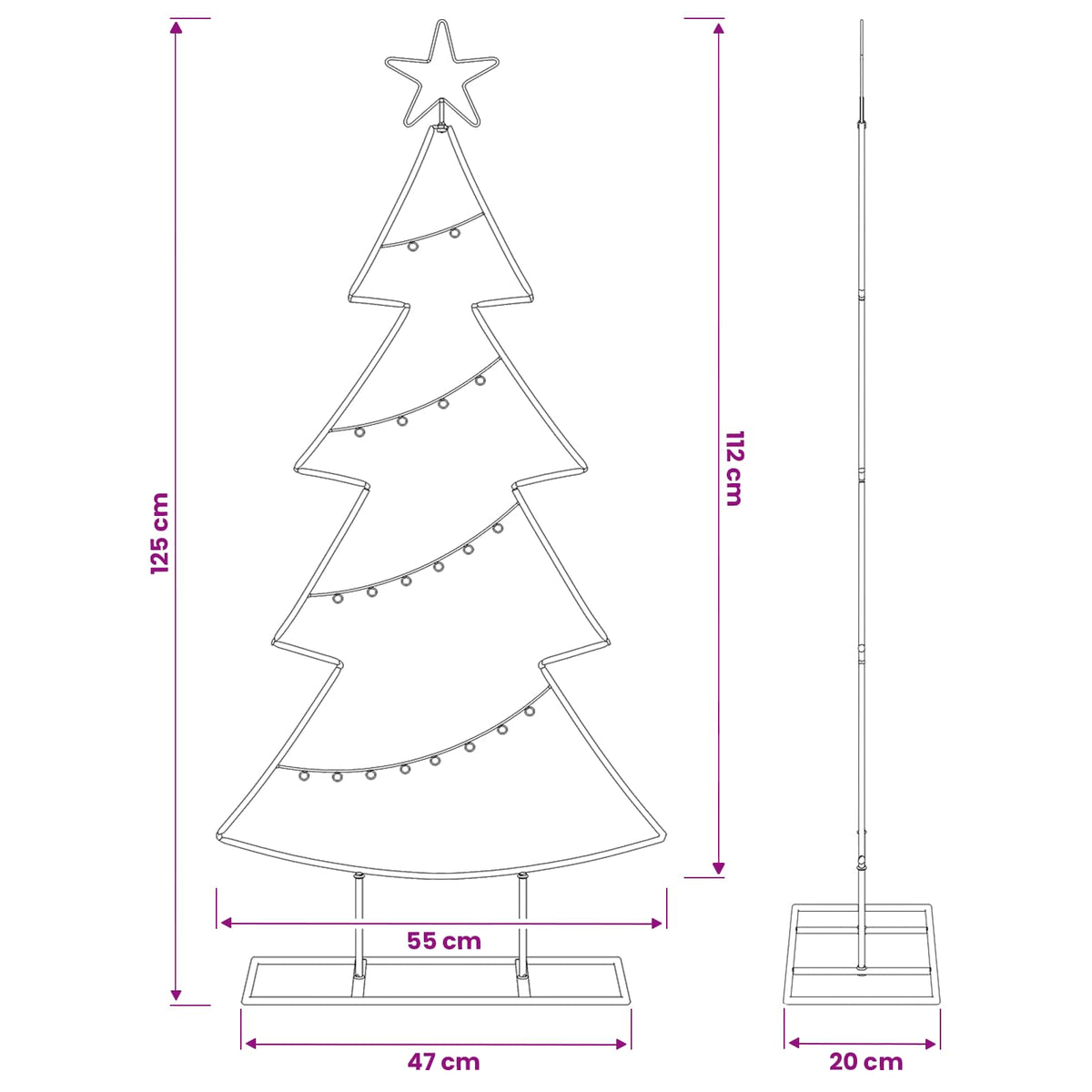 Metalen kerstboom met standaard KUOPIO 125 cm Staal Goud