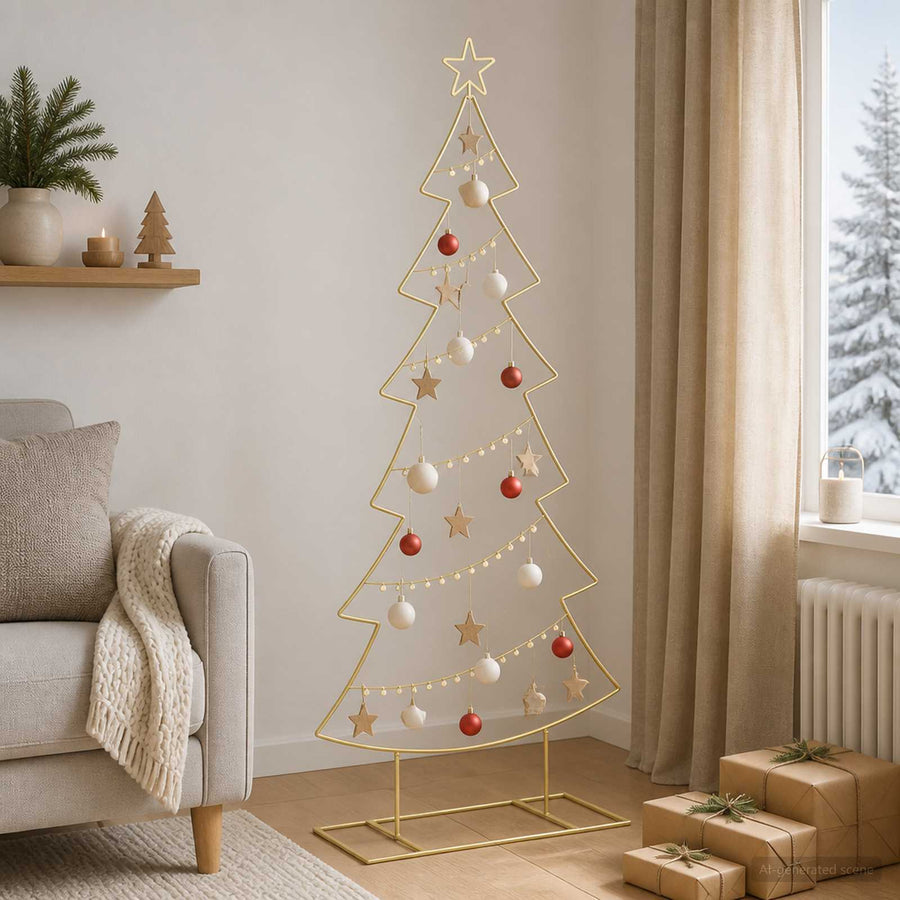 Metalen kerstboom met standaard KUOPIO 180 cm Staal Goud