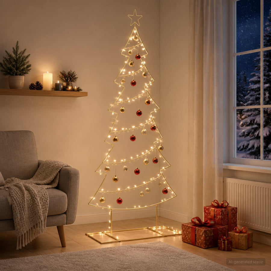 Metalen kerstboom met standaard KUOPIO 180 cm Staal Goud