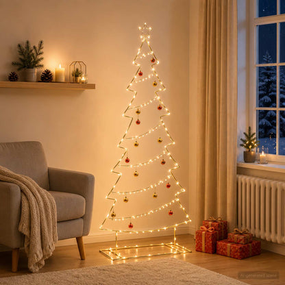 Metalen kerstboom met standaard KUOPIO 210 cm Staal Goud