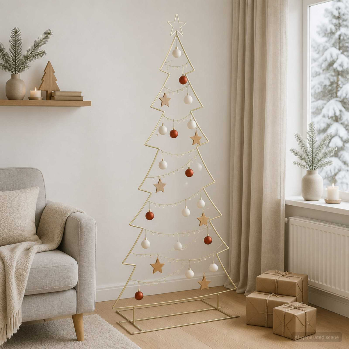 Metalen kerstboom met standaard KUOPIO 210 cm Staal Goud