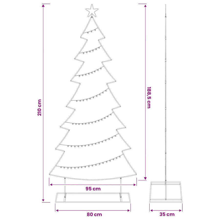 Metalen kerstboom met standaard KUOPIO 210 cm Staal Goud