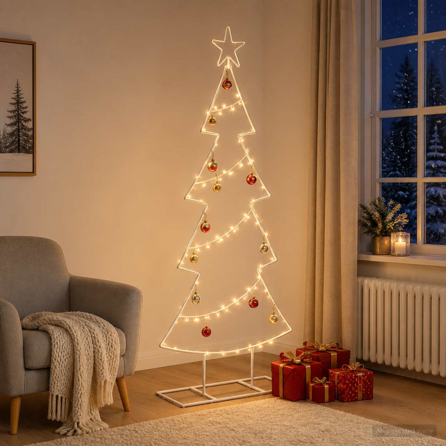 Metalen kerstboom met standaard KUOPIO 125 cm Staal Wit