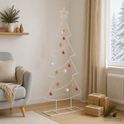 Metalen kerstboom met standaard KUOPIO 125 cm Staal Wit
