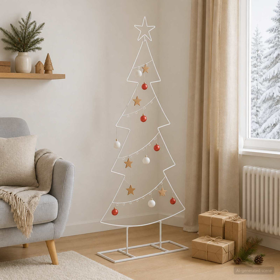 Metalen kerstboom met standaard KUOPIO 125 cm Staal Wit