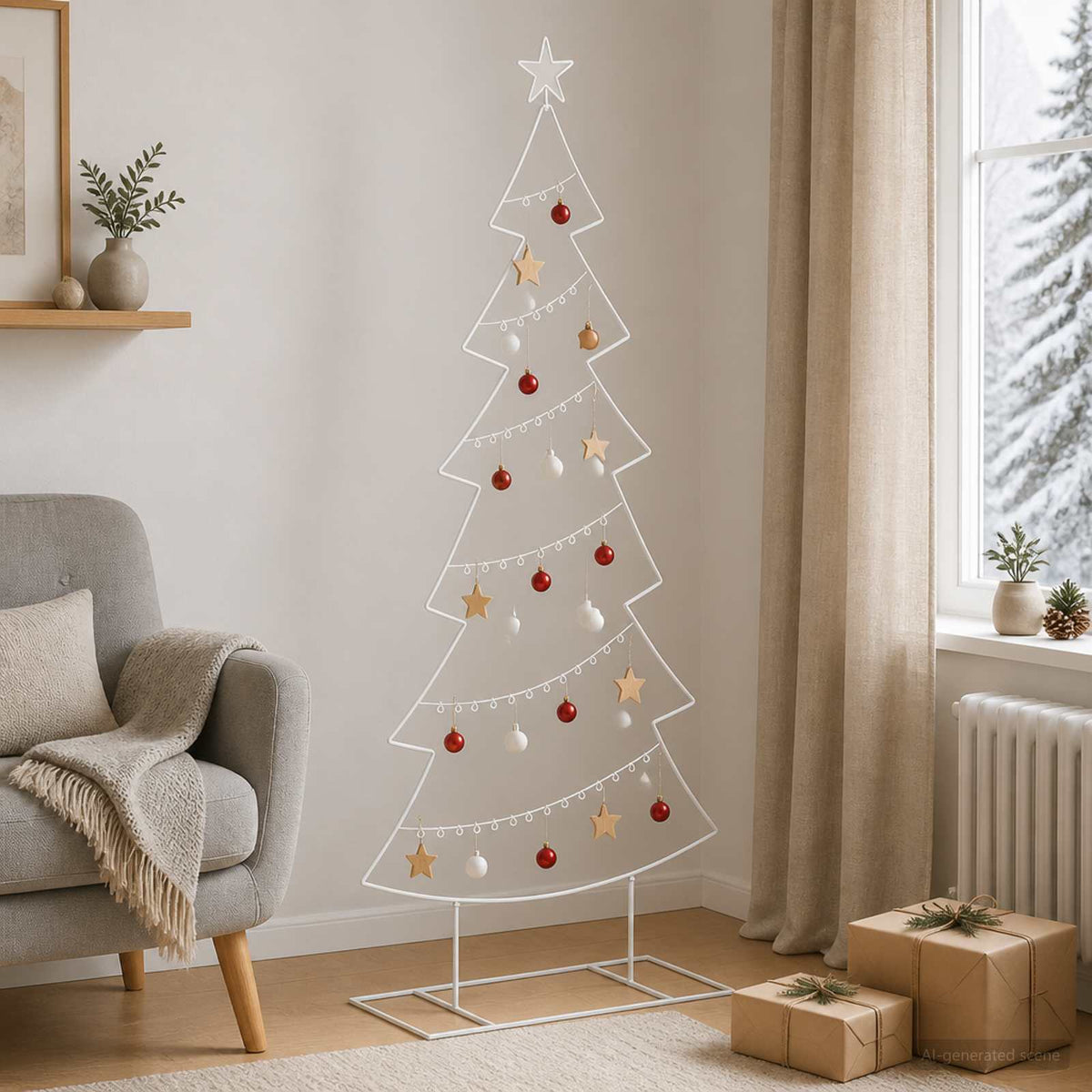 Metalen kerstboom met standaard KUOPIO 180 cm Staal Wit