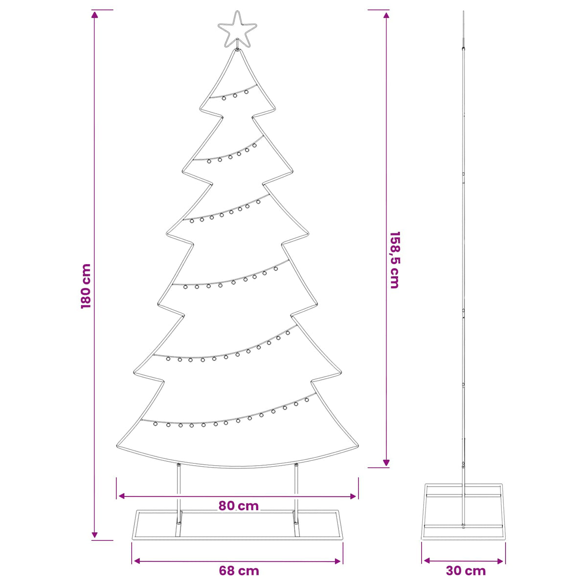 Metalen kerstboom met standaard KUOPIO 180 cm Staal Wit