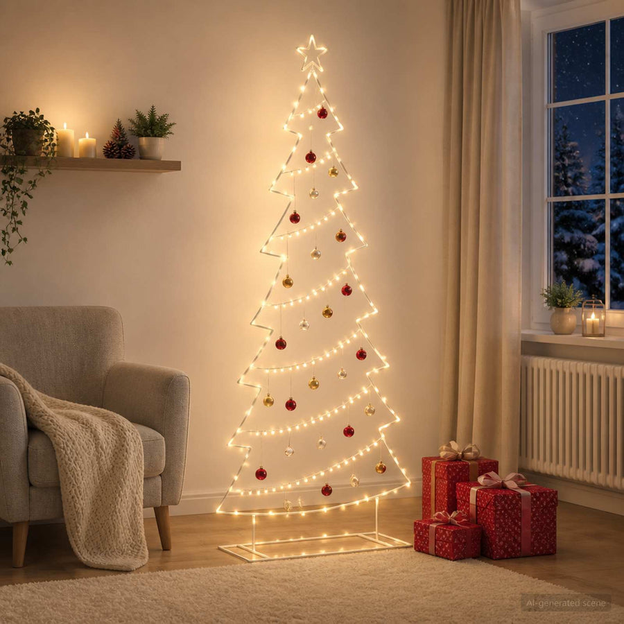 Metalen kerstboom met standaard KUOPIO 210 cm Staal Wit