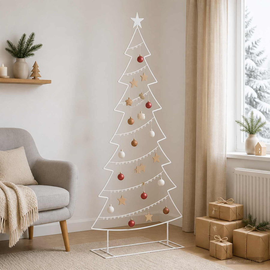 Metalen kerstboom met standaard KUOPIO 210 cm Staal Wit