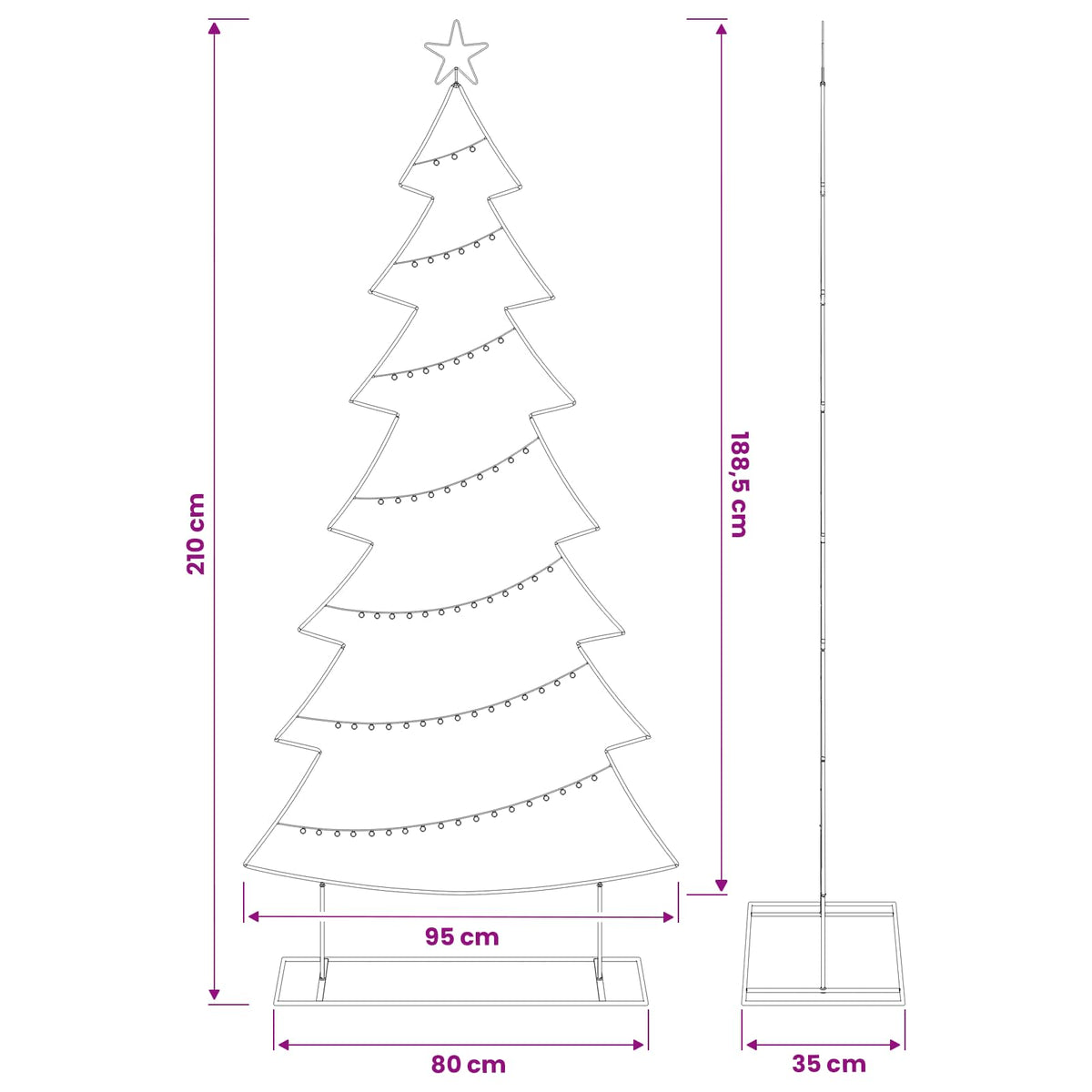 Metalen kerstboom met standaard KUOPIO 210 cm Staal Wit