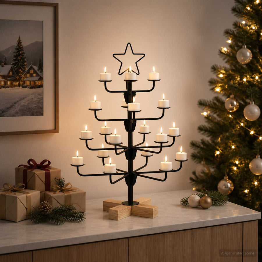 Metalen kerstboom met houder KUOPIO 60 cm Staal Zwart