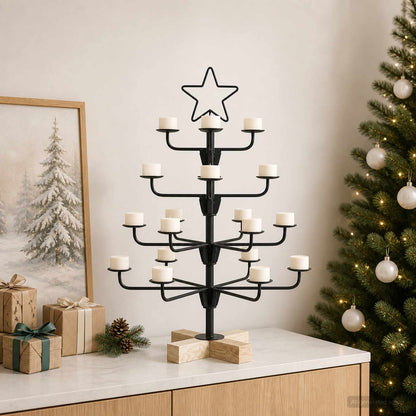 Metalen kerstboom met houder KUOPIO 60 cm Staal Zwart