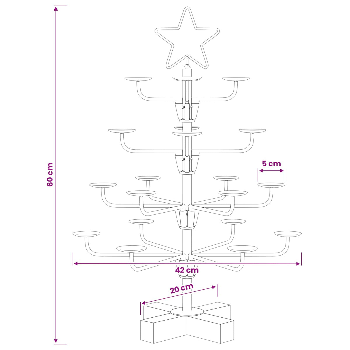 Metalen kerstboom met houder KUOPIO 60 cm Staal Zwart