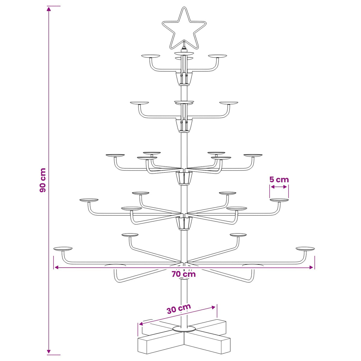 Metalen kerstboom met houder KUOPIO 90 cm staal Massief-Pijn